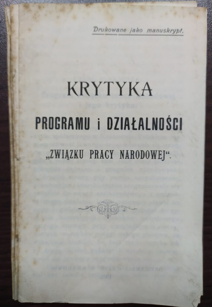 Krytyka programu i działalności “Związku Pracy Narodowej” - obrazek 1