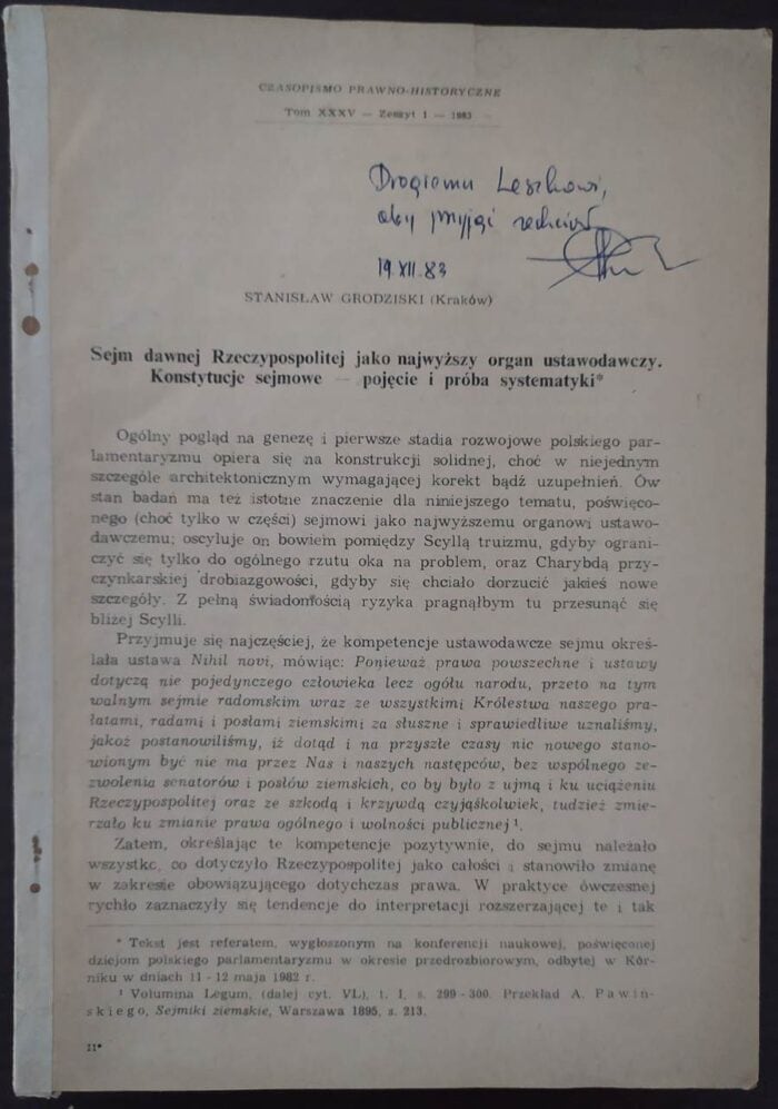 Sejm dawnej Rzeczypospolitej jako najwyższy organ ustawodawczy. Konstytucje sejmowe - pojęcie i próba systematyki - obrazek 1