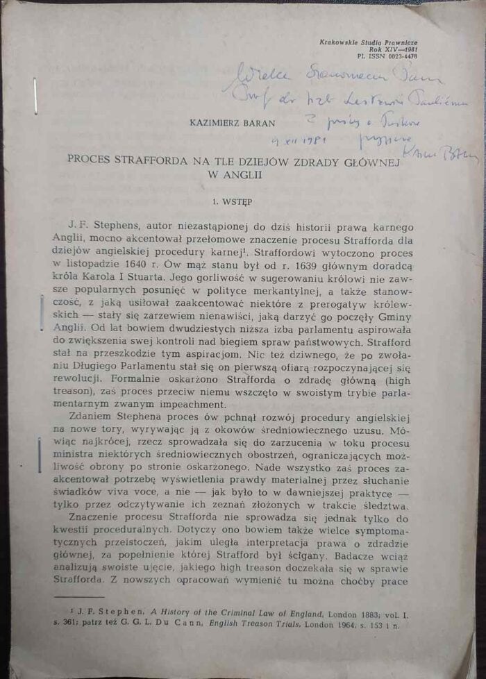 Proces Strafforda na tle dziejów zdrady głównej w Anglii - obrazek 1