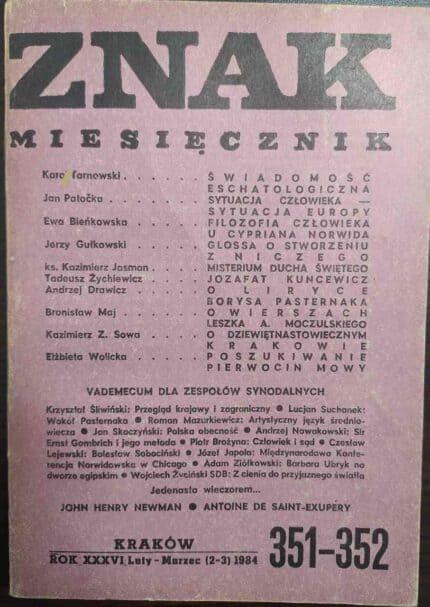 Znak miesięcznik 351-352 (luty-marzec 1984)