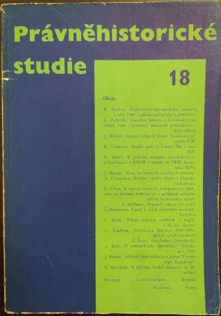 Pravnehistoricke studie, nr 18