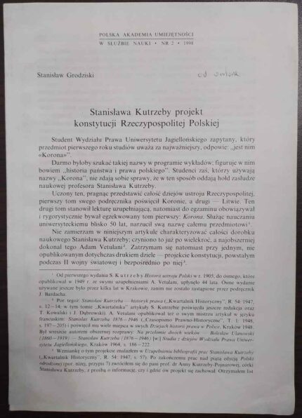 Stanisława Kutrzeby projekt konstytucji Rzeczypospolitej Polskiej
