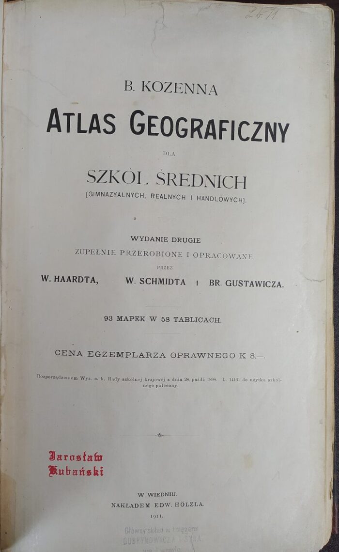 B. Kozenna Atlas geograficzny dla szkół średnich (gimnazyalnych, realnych i handlowych) - obrazek 1