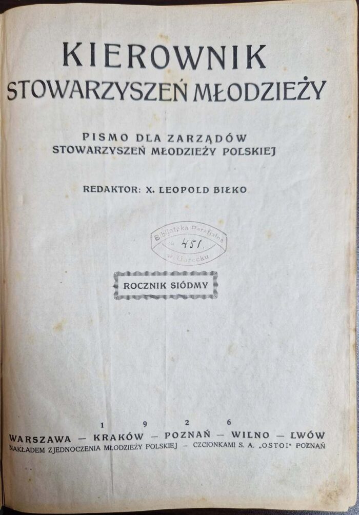 Kierownik Stowarzyszeń Młodzieży - rocznik siódmy (1926) - obrazek 1