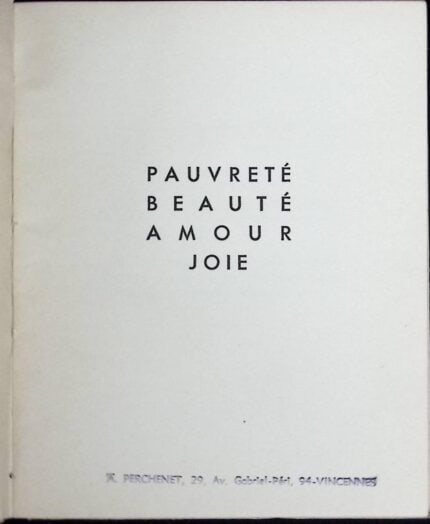 Pauvrete Beaute Amour Joie