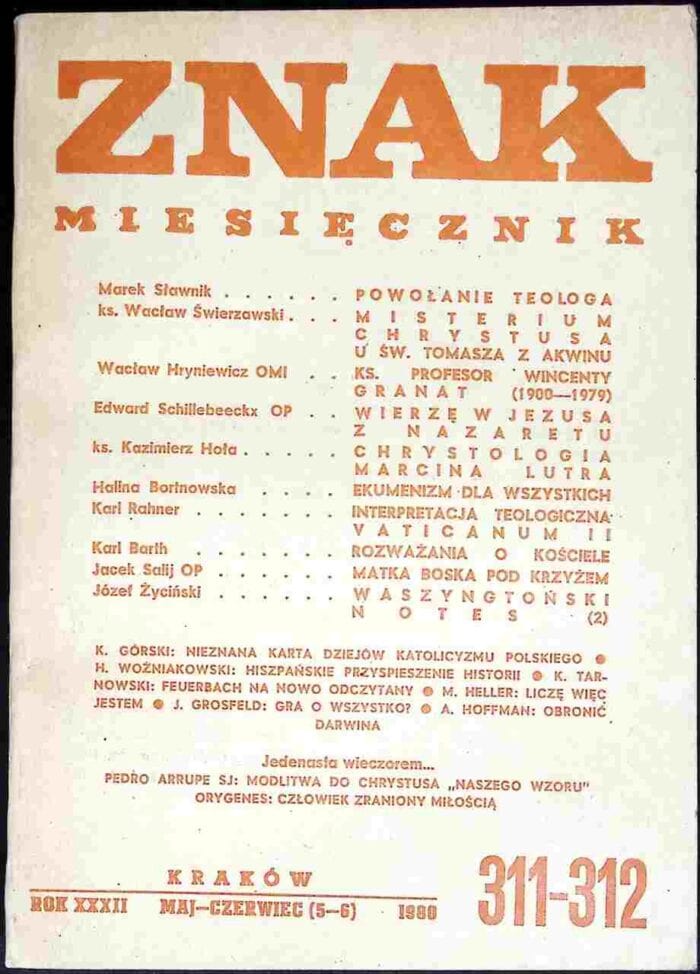 Znak miesięcznik 311-312 (maj-czerwiec 1980) - obrazek 1