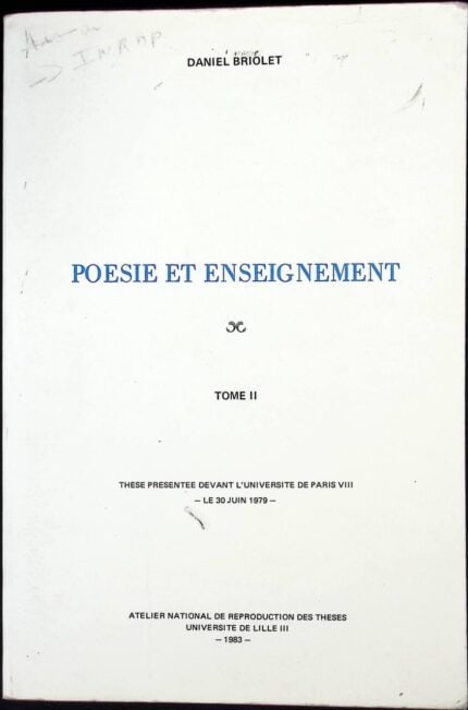 Poesie et enseignement
