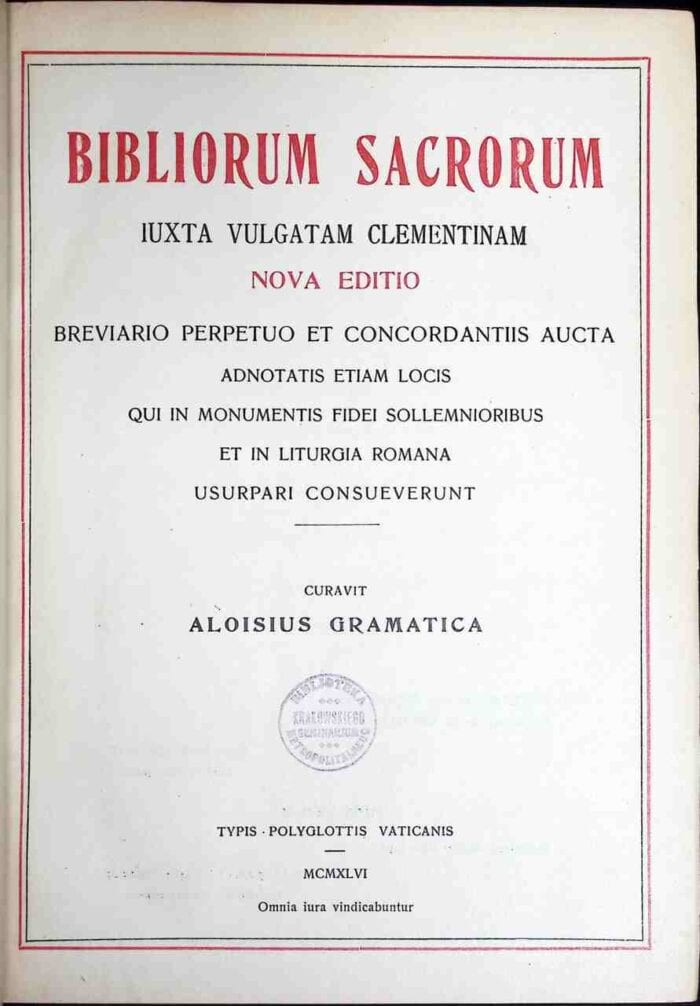 Bibliorum Sacrorum iuxta Vulgatam Clementinam. Nova editio - obrazek 1
