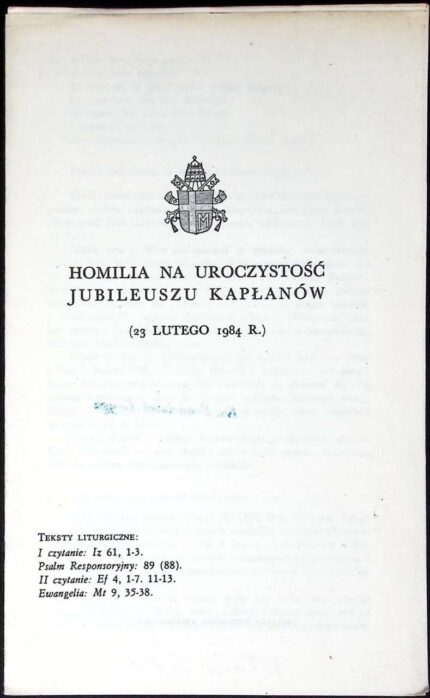 Homilia na uroczystość jubileuszu kapłanów