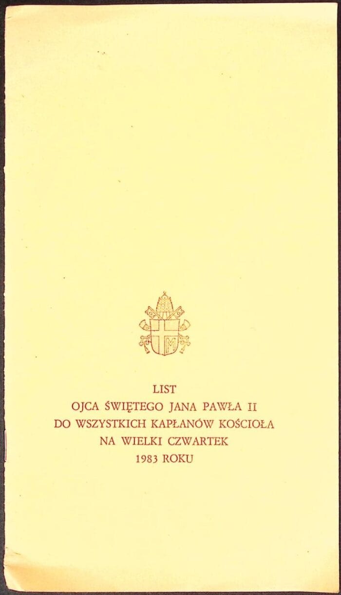List Ojca Świętego Jana Pawła II do wszystkich kapłanów Kościoła na Wielki Czwartek 1983 roku - obrazek 1