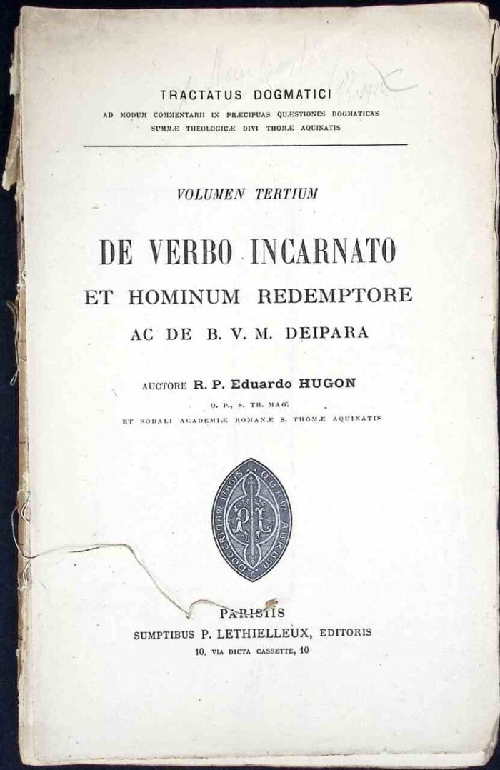 Tractatus Dogmatici volumen tertium De verbo incarnato - obrazek 1