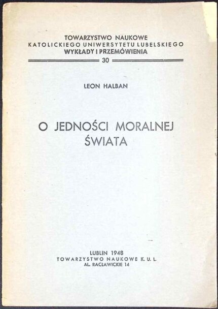 O jedności moralnej świata