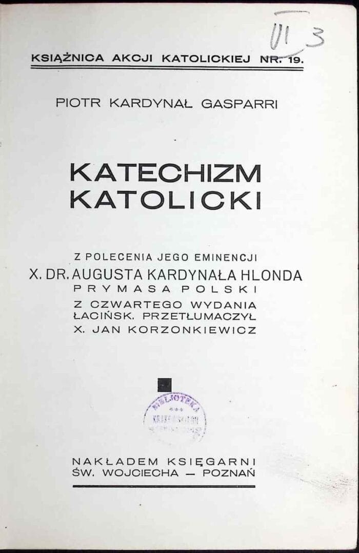 Katechizm katolicki - kard. Piotr Gasparri - obrazek 1