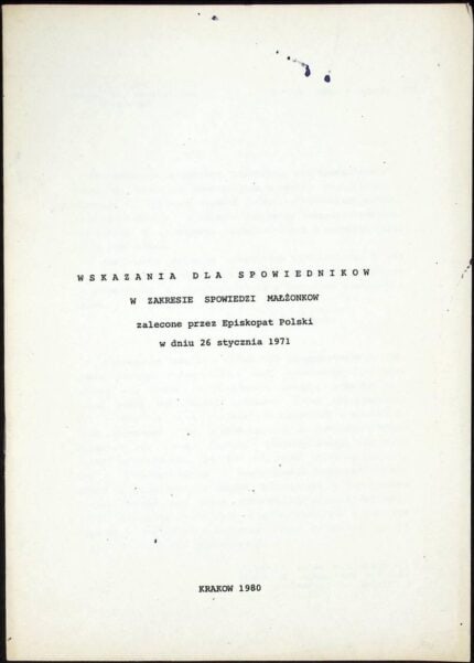 Wskazania dla spowiedników w zakresie spowiedzi małżonków