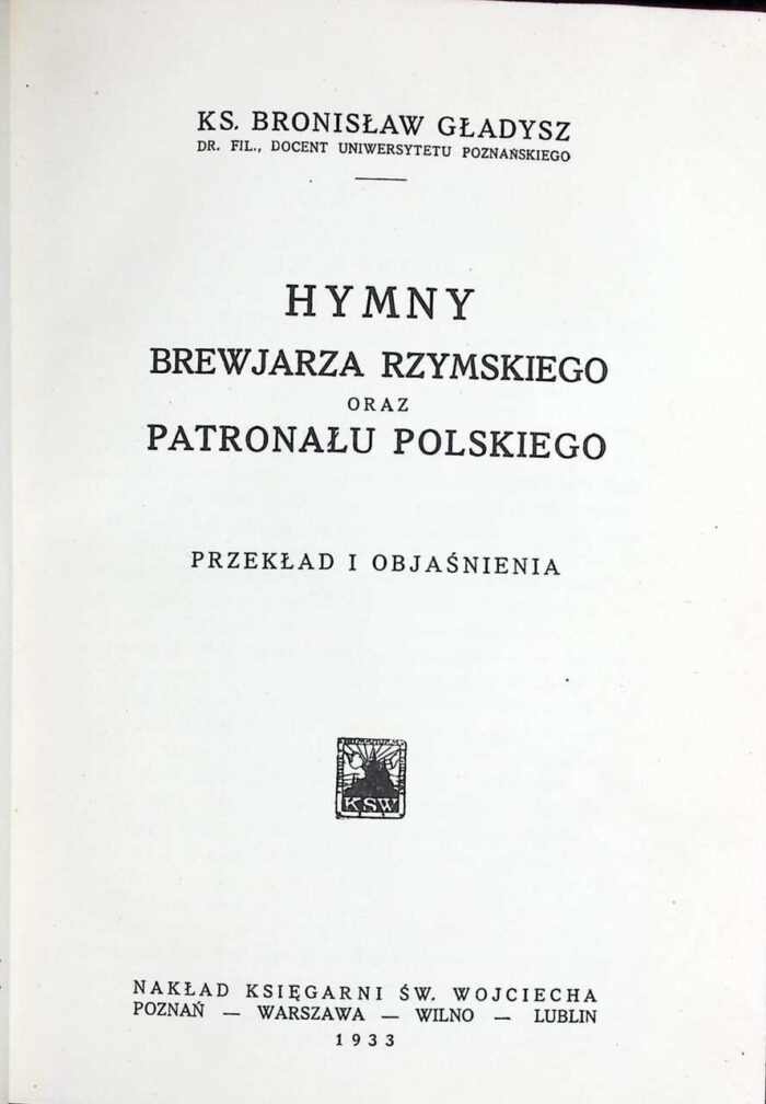 Hymny brewjarza rzymskiego oraz patronału polskiego (1933) - obrazek 1