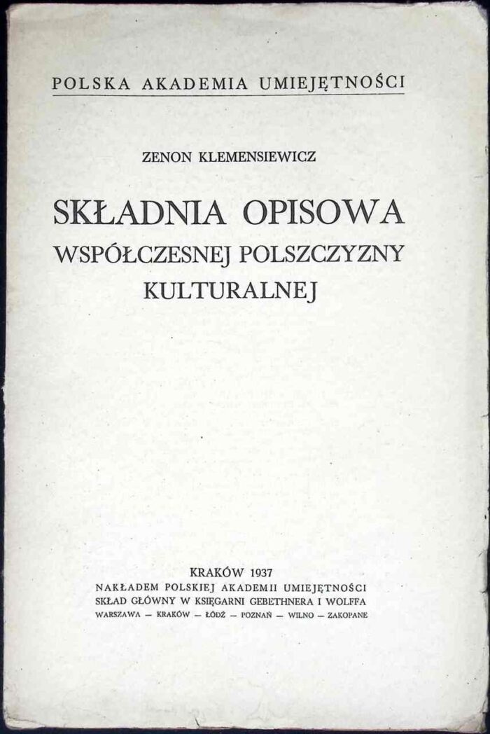 Składnia opisowa współczesnej polszczyzny kulturalnej (1937) - obrazek 1