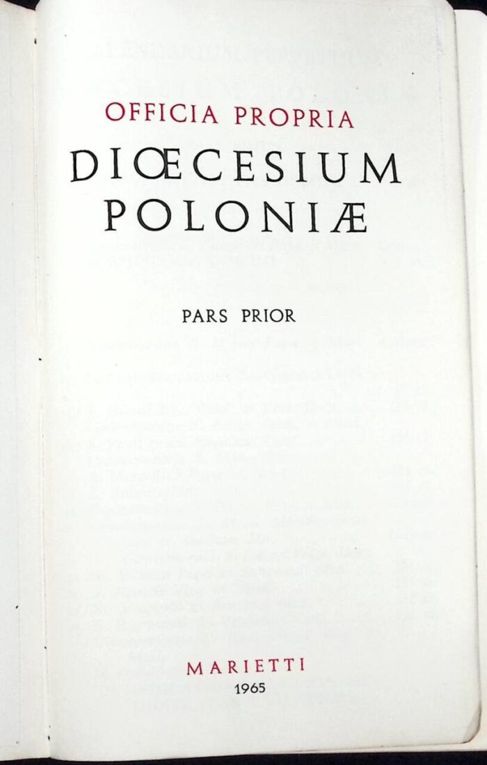 Officia Propria Dioecesium Poloniae Pars Prior (1965) - obrazek 1