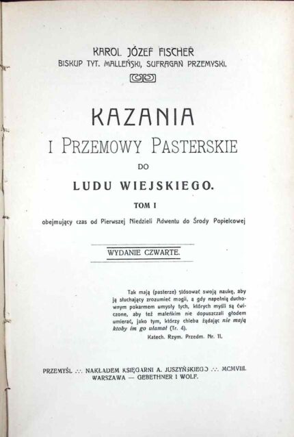 Kazania i przemowy pasterskie do ludu wiejskiego, t. I