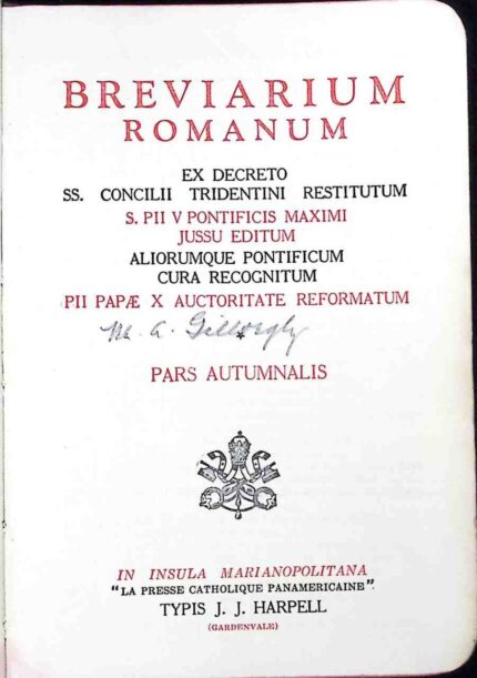 Breviarium Romanum. Pars Autumnalis (1942)